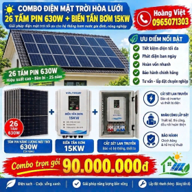 Combo - Biến Tần 15kw - 26 Tấm Pin 630W