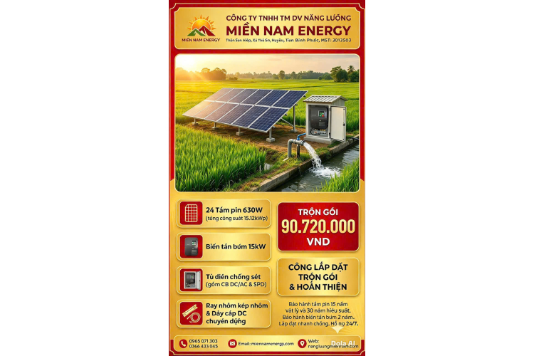 Combo Vip - Biến Tần 15kw - 24 Tấm Pin 630W